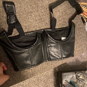 POSTER GIRL Black Leather Bustier
